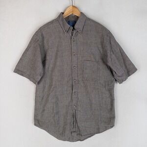 Vtg Pendleton Country Traditionals Shirt Mens Large Gray Houndstooth Button Down